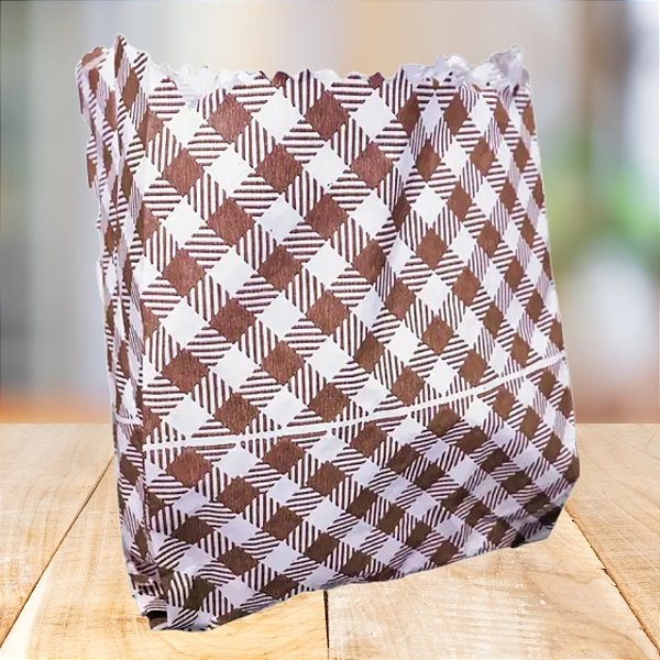 Saco De Papel - Xadrez Marrom - 10,5x14cm - 50 unidades - Rizzo