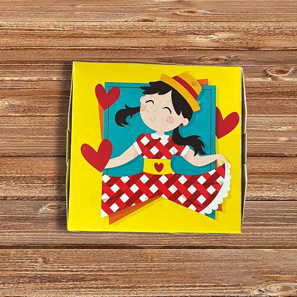 Caixa Quadrada De Lembrancinha - Arraiá Festa Junina - 8,5x8,5x3,5cm - 10 unidades - Cromus - Rizzo