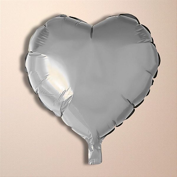 Balão De Festa Metalizado De Coração 10" 25cm - Prata - 50 unidades - Rizzo - Rizzo