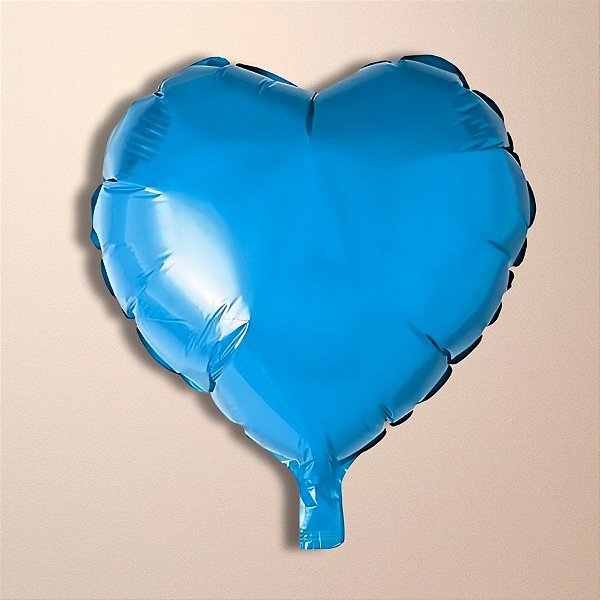 Balão De Festa Metalizado De Coração 10" 25cm - Azul - 1 unidades - Rizzo - Rizzo