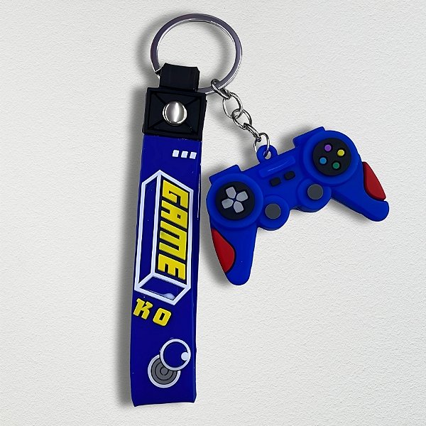 Chaveiro Emborrachado Controle De Video Game - Azul - 12cm - 1 unidade - Rizzo