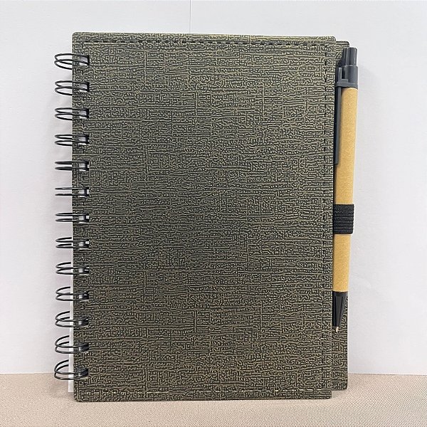Bloco para Anotação De Couro com Caneta - Preto Com Dourado - 70 Folhas - 14,5x18cm - 1 unidade - Rizzo
