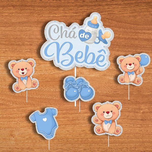 Topo De Bolo Para Chá De Bebê - Menino - 6 unidades - Regina - Rizzo
