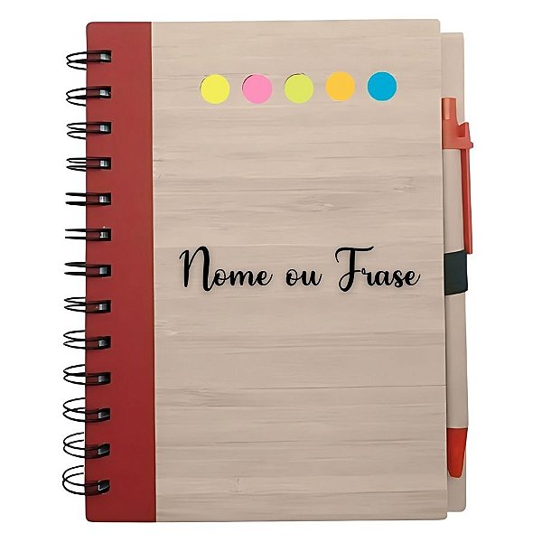 Bloco para Anotação Perssonalizado Escrita Preta Com Caneta E Autoadesivo - Vermelho - 70 Folhas - 11,5x15,5cm - 1 unida