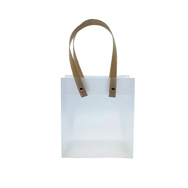 Sacola Transparente Fosca com Alça de Fibra - 20x17x8,5cm - 10 unidades - Rizzo
