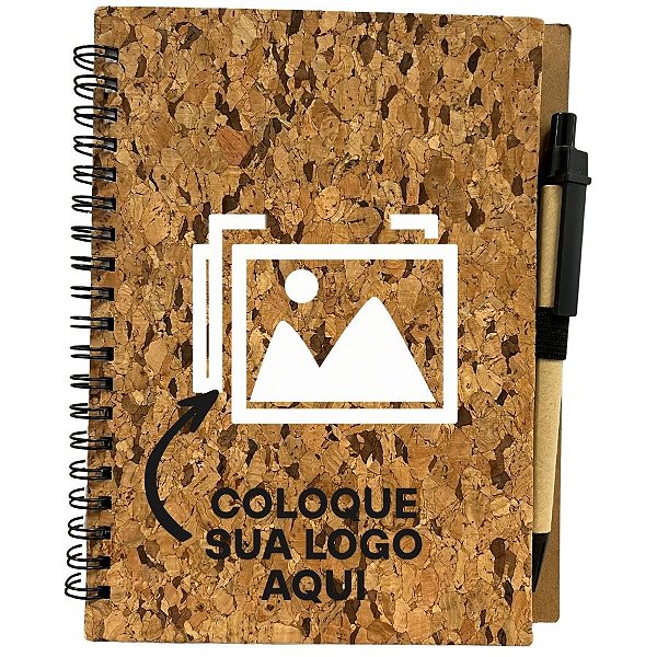 Bloco para Anotação Personalize Logo Branca Com Caneta Estampa Casca de Árvore - 70 Folhas - 13,5x17,5cm - 1 unidade - R