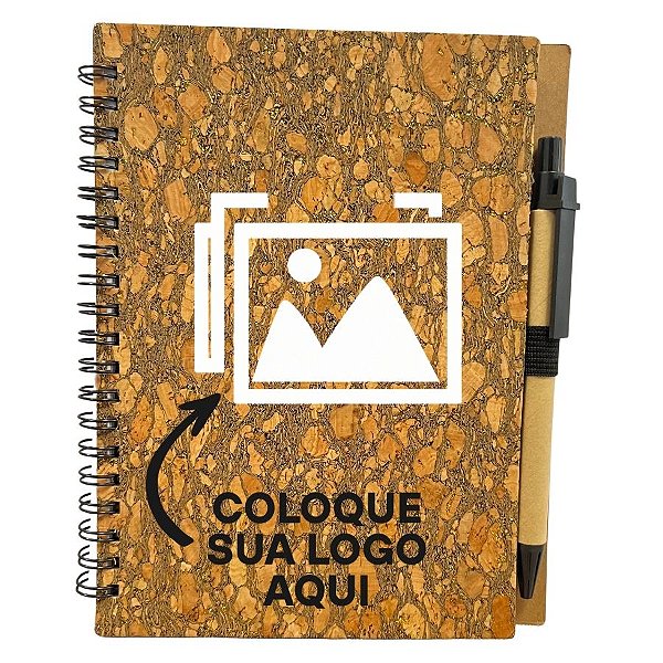 Bloco para Anotação Personalize Logo Branca Com Caneta Estampa Casca de Árvore Com Glitter - 70 Folhas - 13,5x17,5cm - 1