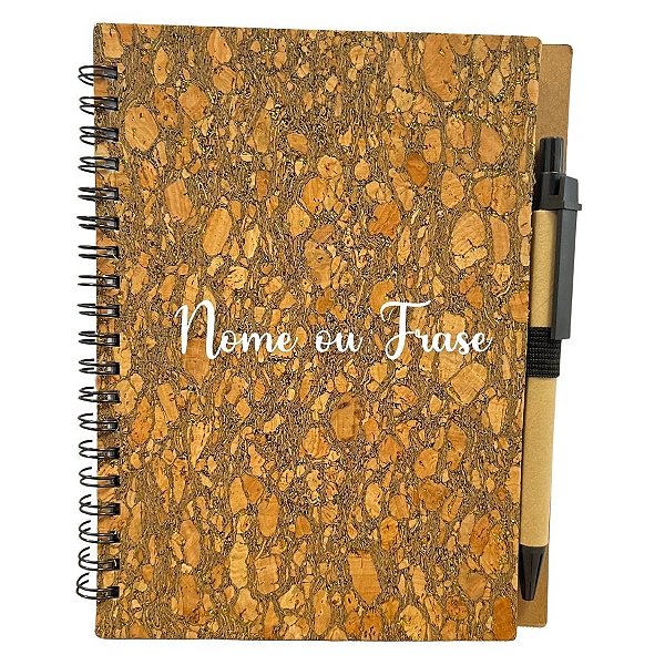 Bloco para Anotação Personalizado Escrita Branca Com Estampa Caneta Casca de Árvore Com Glitter - 70 Folhas - 13,5x17,5c