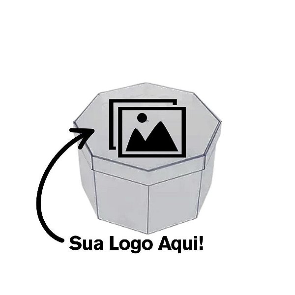 Caixinha Acrílica Octogonal  Personalizade com Sua Logo em Preto - 11x7cm - 1 unidade - Rizzo