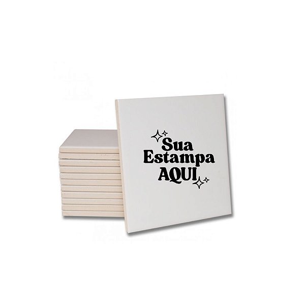 Azulejo com Brilho com Suporte em Madeira Pinus Personalize com Sua Estampa - Formato Quadrado - 20x20cm - 1 unidade - R