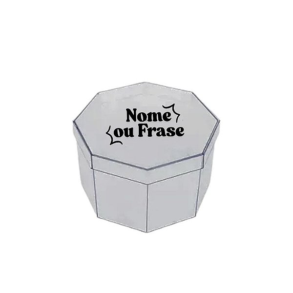 Caixinha Acrílica Octogonal Personalizada com Nome ou Frase em Preto - 11x7cm - 1 unidade - Rizzo