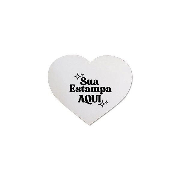 Placa Em MDF com Tecido Em Formato De Coração Personalize com Sua Estampa - 19x22cm - 1 unidade - Rizzo