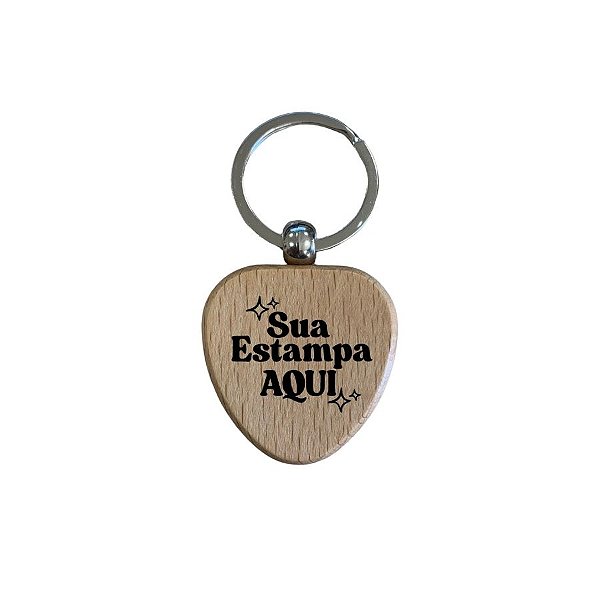 Chaveiro Coração de Madeira Personalize com Sua Estampa - 8cm - 1 unidade - Rizzo