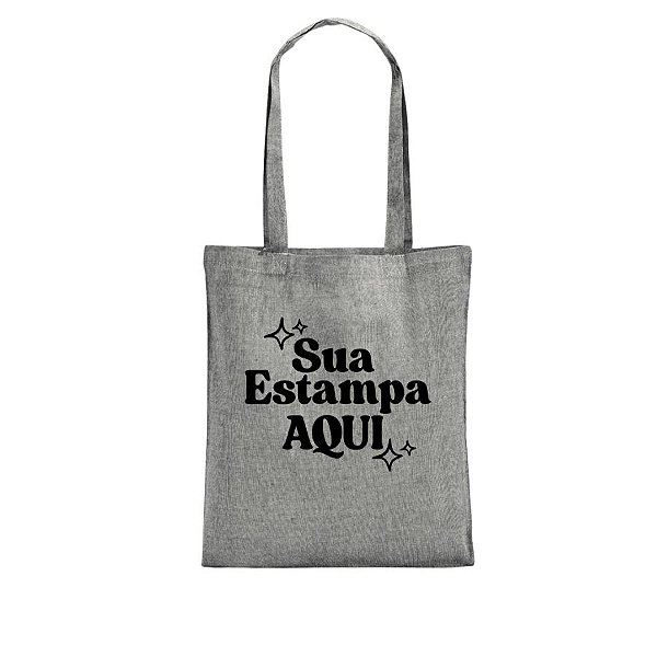 Sacola de Algodão Reciclado Personalize com Sua Estampa - Cinza - 38x40cm - 1 unidade - Rizzo