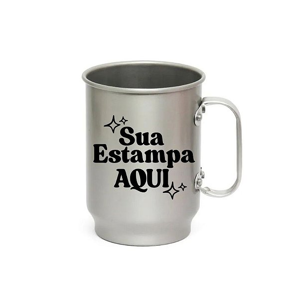 Caneca de Alumínio Fosca Personalize com Sua Estampa - Prata - 600ml - 1 unidade - Rizzo
