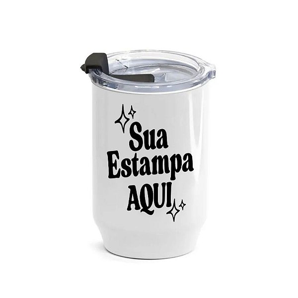 Copo De Plástico com Tampa Cristal Personalize Com Sua Estamapa  - Branco - 400ml - 1 unidade - Rizzo