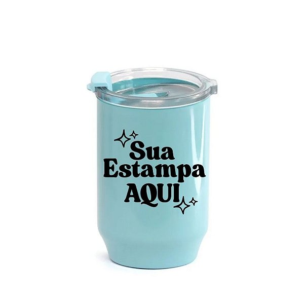 Copo De Plástico com Tampa Cristal Personalize Com Sua Estamapa  - Azul - 400ml - 1 unidade - Rizzo