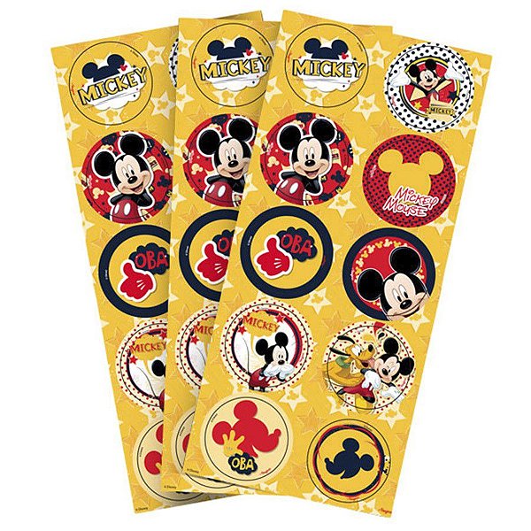 Adesivo Redondo para Lembrancinha Festa Mickey - 30 unidades - Regina - Rizzo Festas
