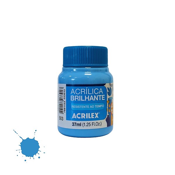 Tinta Acrílica Brilhante 37ml - Azul Celeste - 1 unidade - Acrilex - Rizzo