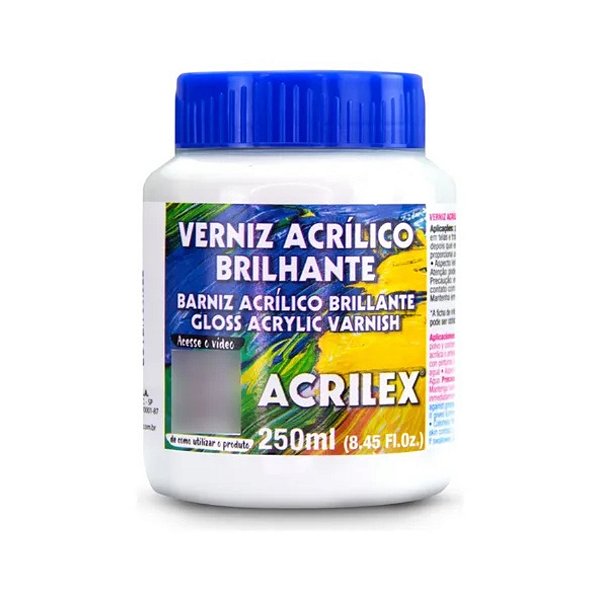 Verniz Acrílico Brilhante - 250ml - 1 unidade - Acrilex - Rizzo