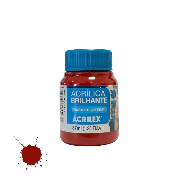 Tinta Acrílica Brilhante 37ml - Vermelho Escarlate - 1 unidade - Acrilex - Rizzo