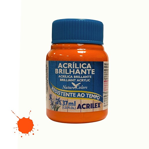 Tinta Acrílica Brilhante 37ml - Laranja - 1 unidade - Acrilex - Rizzo