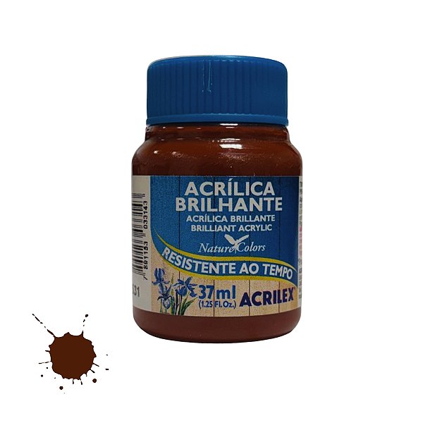 Tinta Acrílica Brilhante 37ml - Marrom - 1 unidade - Acrilex - Rizzo