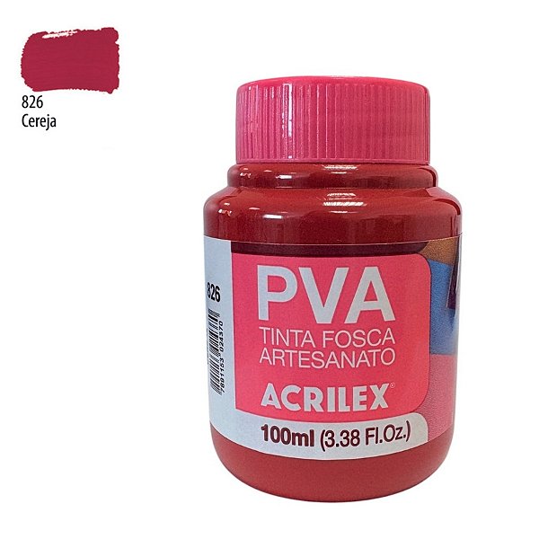 Tinta Fosca Artesanato PVA 100ml - Cereja - 1 unidade - Acrilex - Rizzo