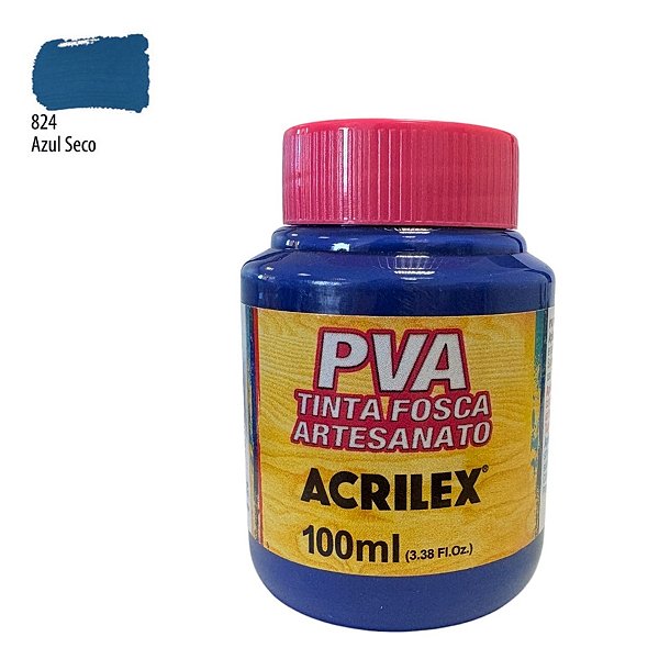 Tinta Fosca Artesanato PVA 100ml - Azul Seco - 1 unidade - Acrilex - Rizzo