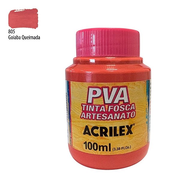 Tinta Fosca Artesanato PVA 100ml - Goiaba Queimada - 1 unidade - Acrilex - Rizzo