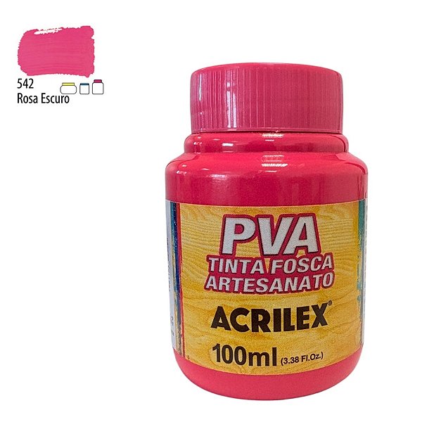 Tinta Fosca Artesanato PVA 100ml - Rosa Escuro - 1 unidade - Acrilex - Rizzo