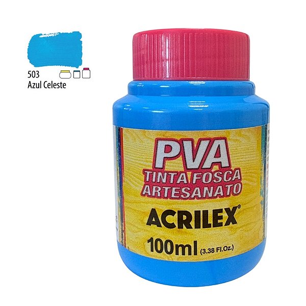 Tinta Fosca Artesanato PVA 100ml - Azul Celeste - 1 unidade - Acrilex - Rizzo