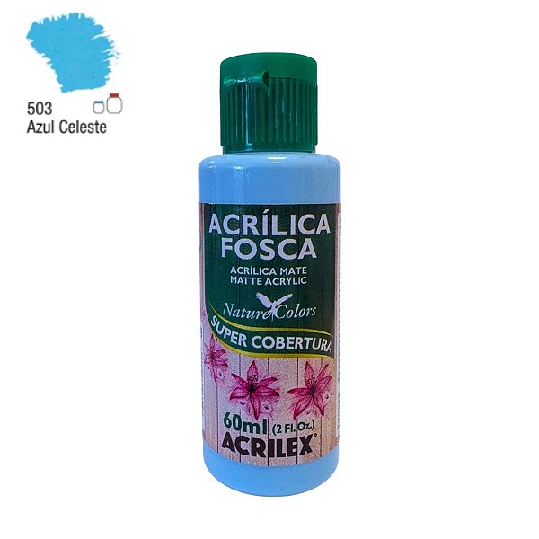 Tinta Acrílica Fosca 60ml - Azul Celeste - 1 unidade - Acrilex - Rizzo