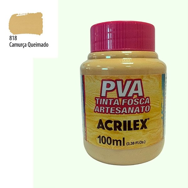 Tinta Fosca Artesanato PVA 100ml - Camurça Queimado - 1 unidade - Acrilex - Rizzo