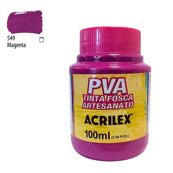 Tinta Fosca Artesanato PVA 100ml - Magenta - 1 unidade - Acrilex - Rizzo