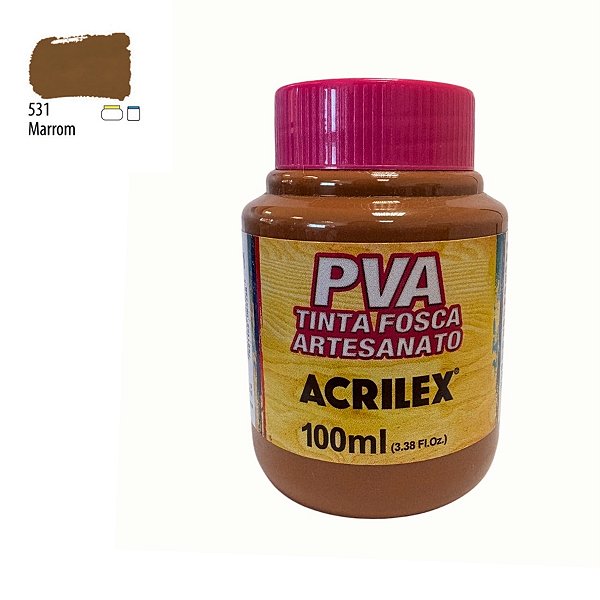 Tinta Fosca Artesanato PVA 100ml - Marrom - 1 unidade - Acrilex - Rizzo
