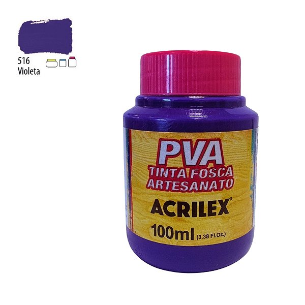 Tinta Fosca Artesanato PVA 100ml - Violeta - 1 unidade - Acrilex - Rizzo