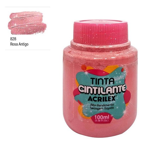 Tinta Cintilante Artesanato 100ml - Rosa Antigo - 1 unidade - Acrilex - Rizzo