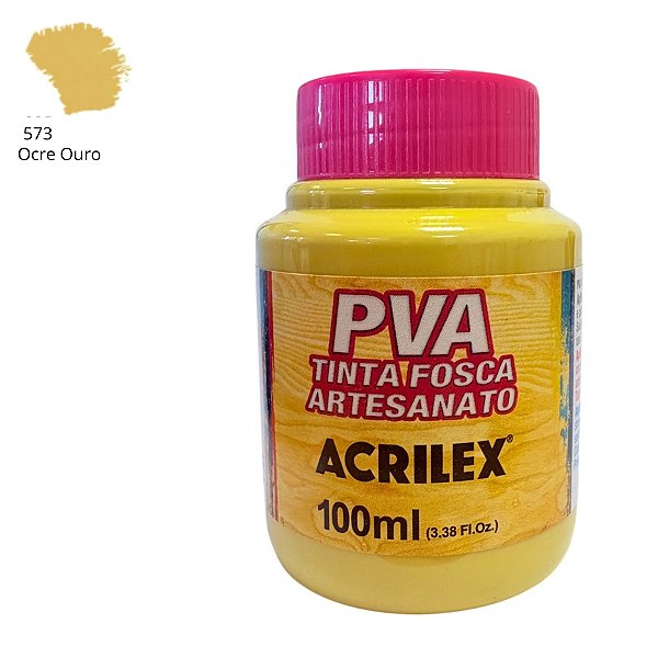 Tinta Fosca Artesanato PVA 100ml - Ocre Ouro - 1 unidade - Acrilex - Rizzo