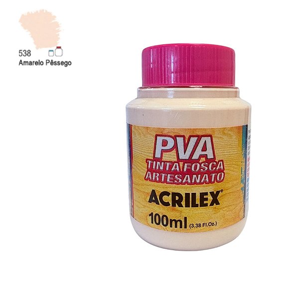 Tinta Fosca Artesanato PVA 100ml - Amarelo Pêssego - 1 unidade - Acrilex - Rizzo