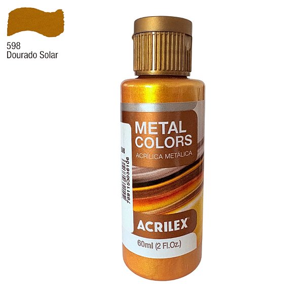 Tinta Acrílica Metal Colors 60ml - Dourado Solar - 1 unidade - Acrilex - Rizzo