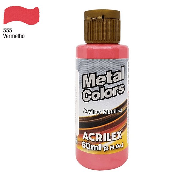 Tinta Acrílica Metal Colors 60ml - Vermelho - 1 unidade - Acrilex - Rizzo