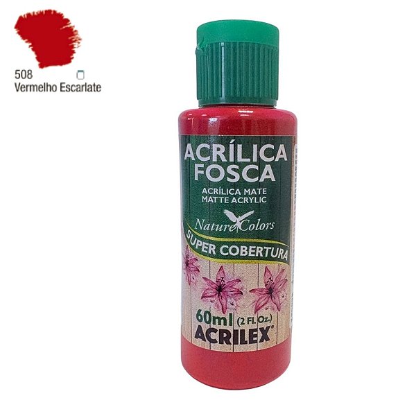 Tinta Acrílica Fosca 60ml - Vermelho Escarlate - 1 unidade - Acrilex - Rizzo
