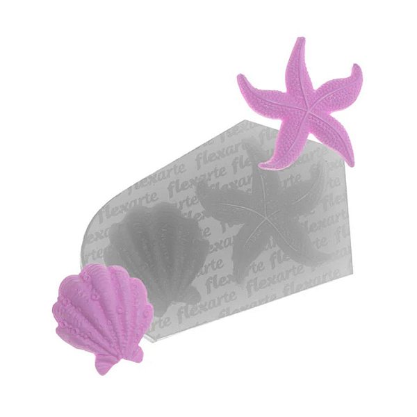 Molde de Silicone Concha com Cracas e Estrela do Mar Sednavar - Ref. 842 - 1 unidade - Flexarte - Rizzo