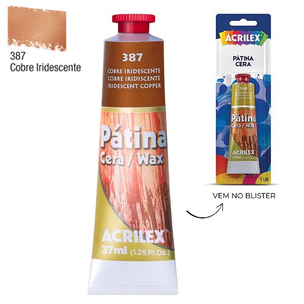 Pátina Cera 37ml - Cobre Iridescente - 1 unidade - Acrilex - Rizzo