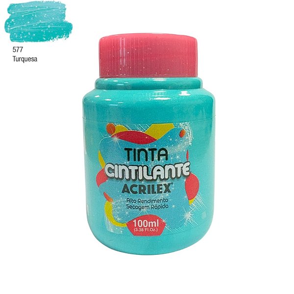 Tinta Cintilante Artesanato 100ml - Turquesa - 1 unidade - Acrilex - Rizzo