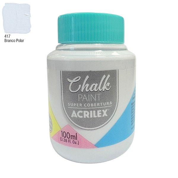 Tinta Chalk Paint 100ml - Branco Polar - 1 unidade - Acrilex - Rizzo