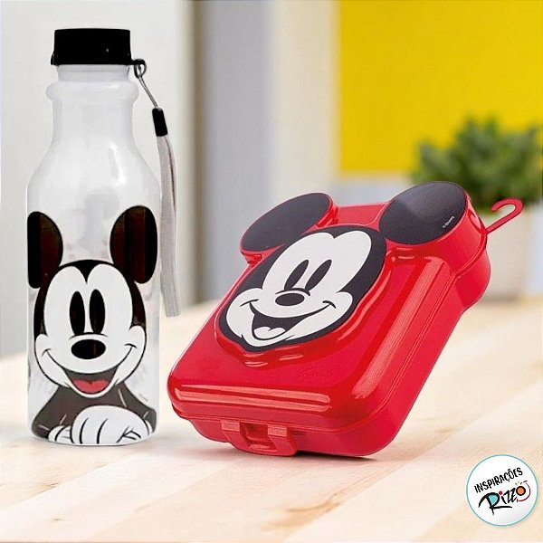 Conjunto Sanduicheira e Garrafa - Mickey Mouse - Vermelho e Preto - 1 unidade - Disney - Rizzo