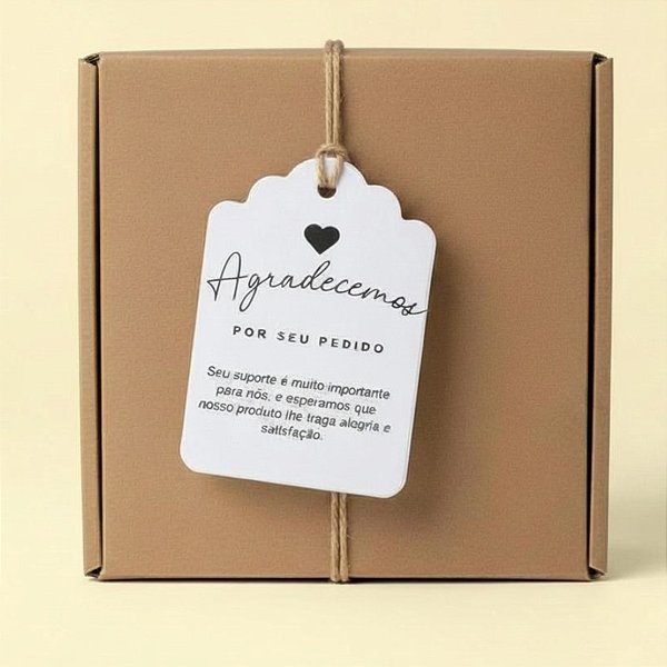 Tag Retangular "Agradecemos Por Seu Pedido" Com Sisal - 6,5x4,5cm - 15 unidades - Stickr - Rizzo