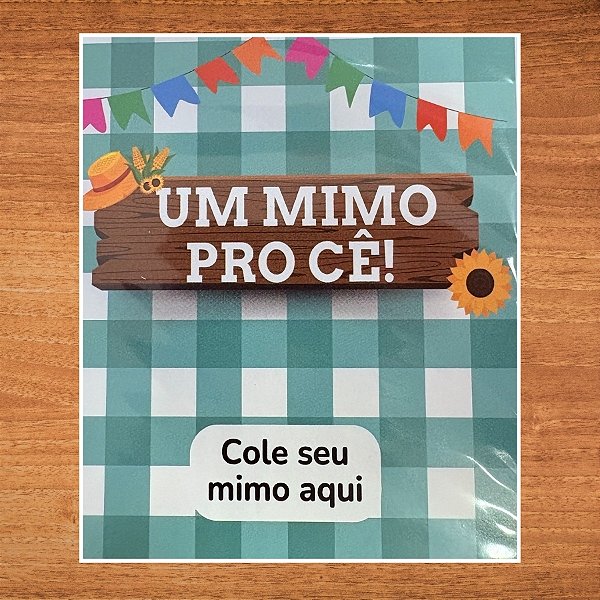 Cartão Lembrancinha Festa Junina "Um Mimo Pro Cê" - Xadrez Verde - 10x8cm - 10 unidades - Stickr - Rizzo